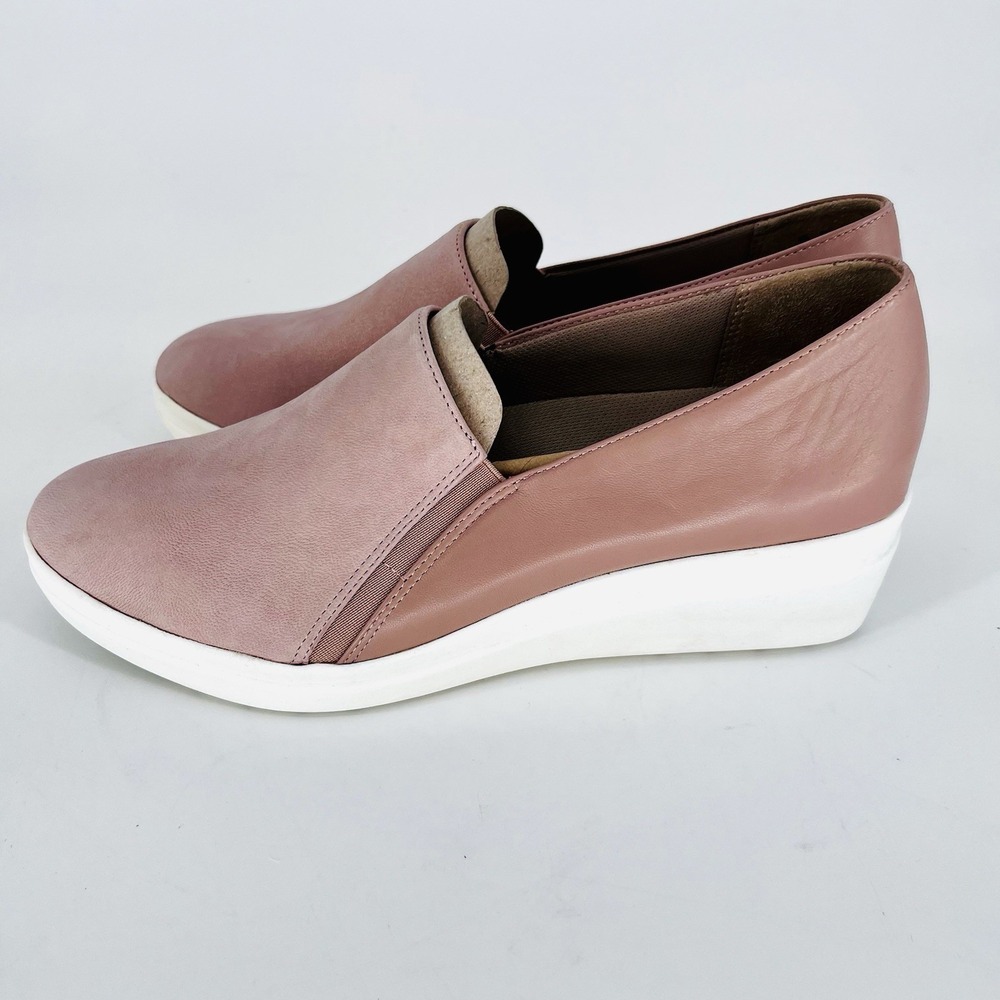 Naturalizer Platform Loafers Womens Rose Leather Slip On Wedge Shoes 10 Wide - Picture 4 of 11